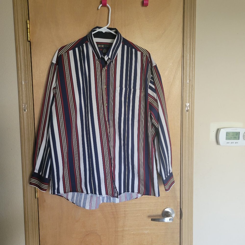 R&R Casual L Shirt Striped Navy Red White